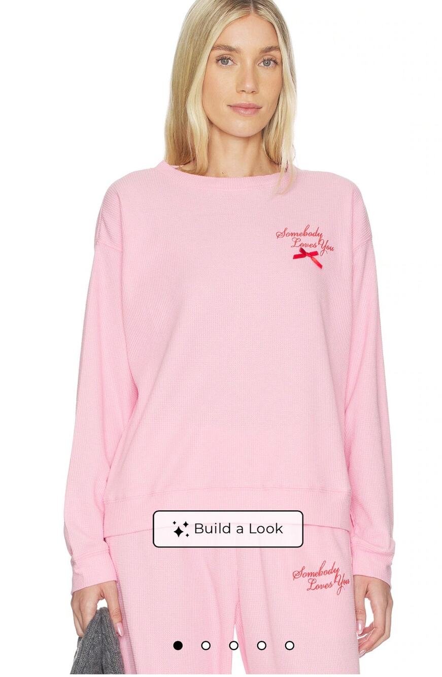 $108 NWT revolve Mayfair Group Somebody Love You Waffle Crewneck Sweatshirt